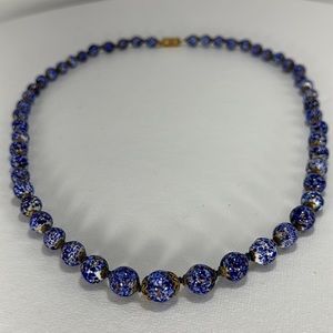 Vintage Murano Speckled Glass Beaded Necklace